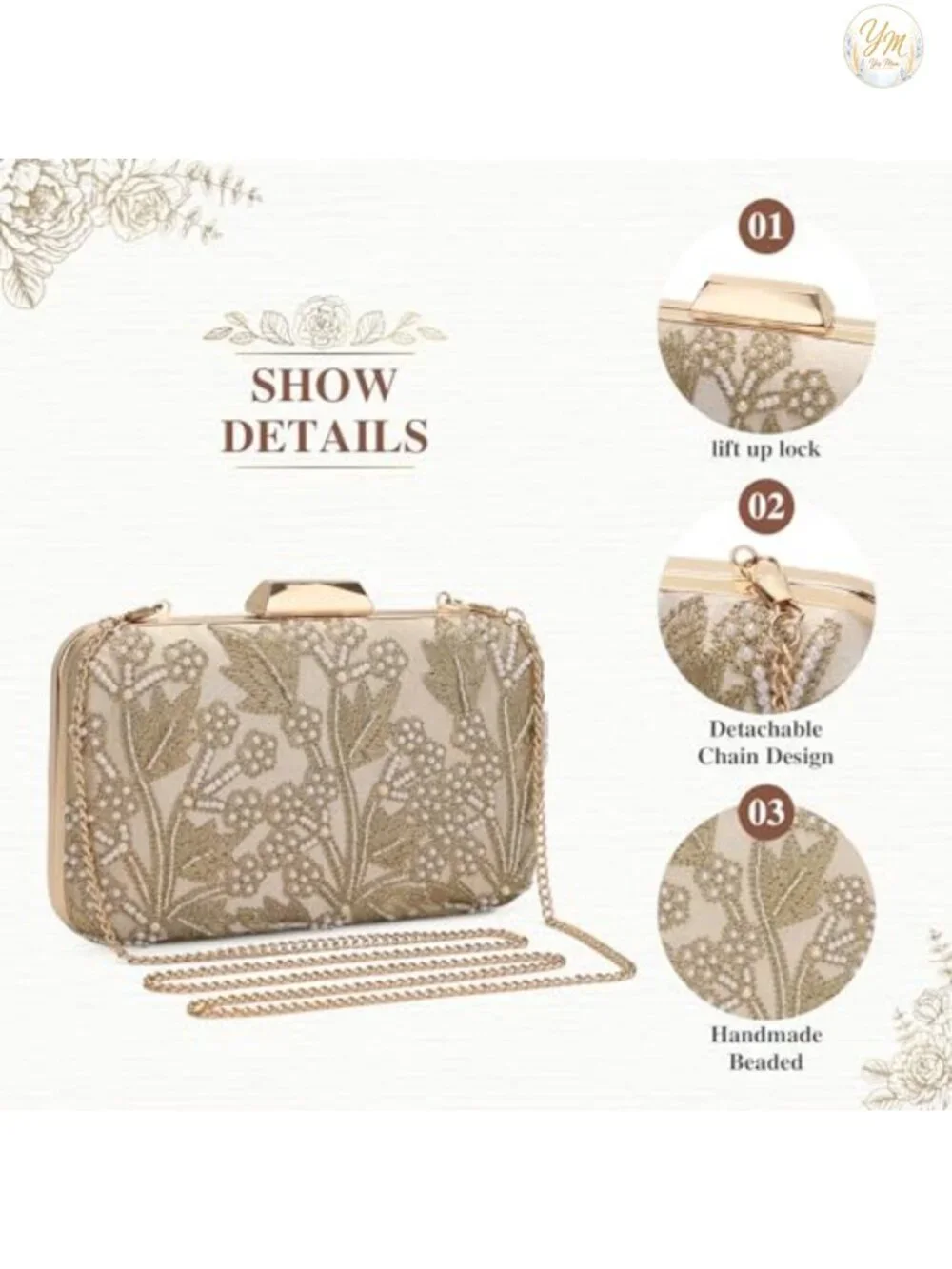 1920s Vintage Beaded Floral Evening Bag Clutch Sequin Handbag Wedding Prom